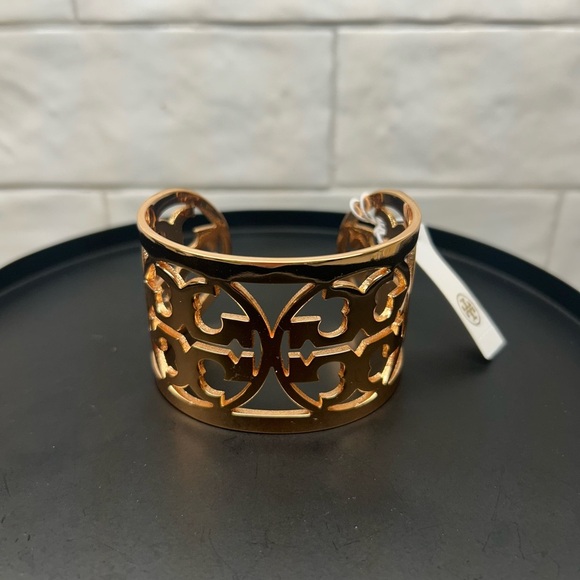 Tory Burch Rose Gold Miller T Logo Cuff Bracelet NWT Dust Bag Included - Picture 2 of 8